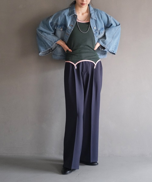 AKTE（アクテ）の「ガータータンクトップ（タンクトップ・レディース・アイボリー/グリーン×ピンク・FREE）」の11枚目の写真