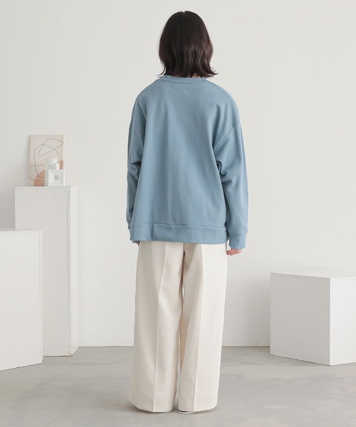 n'OrLABEL（ノアールレーベル）の「『スウェットロゴカーディガン』（カーディガン/ボレロ・レディース・チャコール/アイボリー/ブルー・FREE）」の4枚目の写真