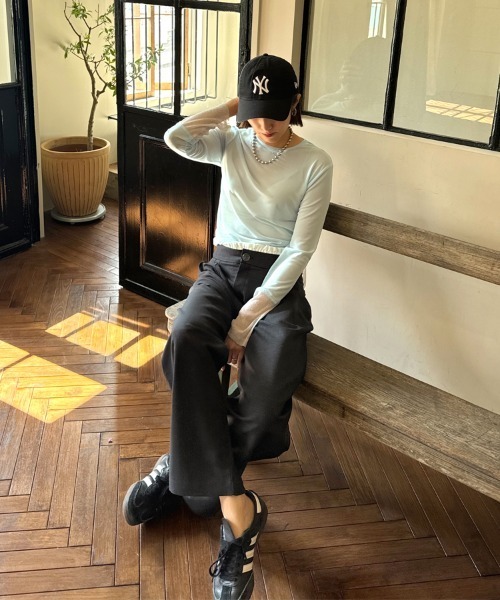 DONOBAN（ドノバン）の「バイカラーシアートップス【クルーネック】（Tシャツ/カットソー・レディース・ブラック系その他/ブラック/アイボリー/ブルーグレー/ネイビー/ホワイト系その他・ONE）」の10枚目の写真