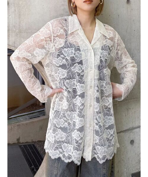 セール】【WEB限定】レースシャツチュニック（シャツ/ブラウス