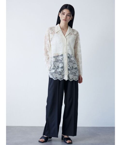 MURUA（ムルーア）の「【WEB限定】レースシャツチュニック（シャツ/ブラウス・レディース・アイボリー/ブラック・FREE）」の8枚目の写真