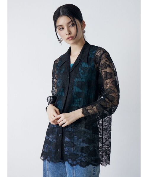 MURUA（ムルーア）の「【WEB限定】レースシャツチュニック（シャツ/ブラウス・レディース・アイボリー/ブラック・FREE）」の11枚目の写真