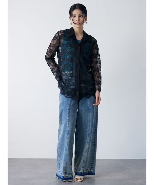 MURUA（ムルーア）の「【WEB限定】レースシャツチュニック（シャツ/ブラウス・レディース・アイボリー/ブラック・FREE）」の14枚目の写真