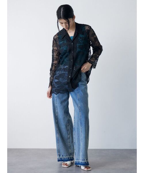 MURUA（ムルーア）の「【WEB限定】レースシャツチュニック（シャツ/ブラウス・レディース・アイボリー/ブラック・FREE）」の15枚目の写真