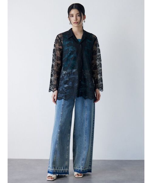 MURUA（ムルーア）の「【WEB限定】レースシャツチュニック（シャツ/ブラウス・レディース・アイボリー/ブラック・FREE）」の16枚目の写真