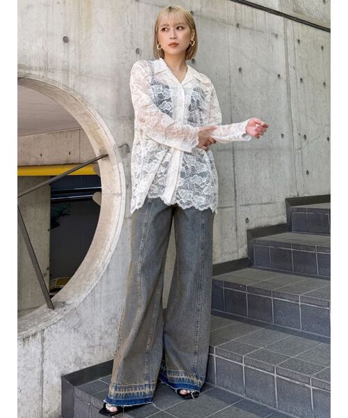 MURUA（ムルーア）の「【WEB限定】レースシャツチュニック（シャツ/ブラウス・レディース・アイボリー/ブラック・FREE）」の21枚目の写真