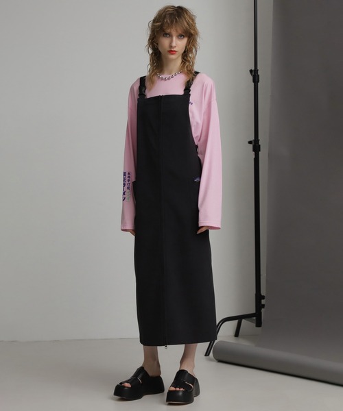ROSE BUD(ローズバッド)の「(GENE HEAVENS)サウザンドマイル コラボレーション フロントジップ サロペット(ワンピース・レディース・ブラック/カーキ・ONE SIZE)」の9枚目の写真