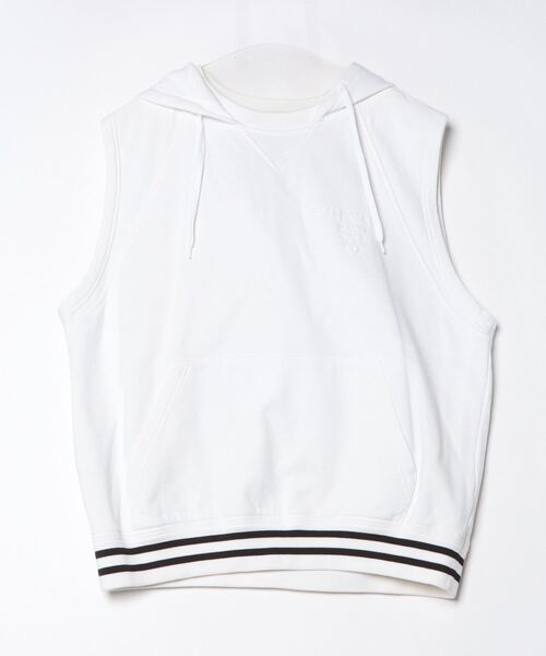 【美品】☆PRADA ホワイト タンクトップ 新品タグ付き*M PRADA(プラダ) ロゴ タンクトップ ノースリーブ リブニット