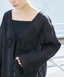 手洗い可 / ドット刺繍リボンブラウス