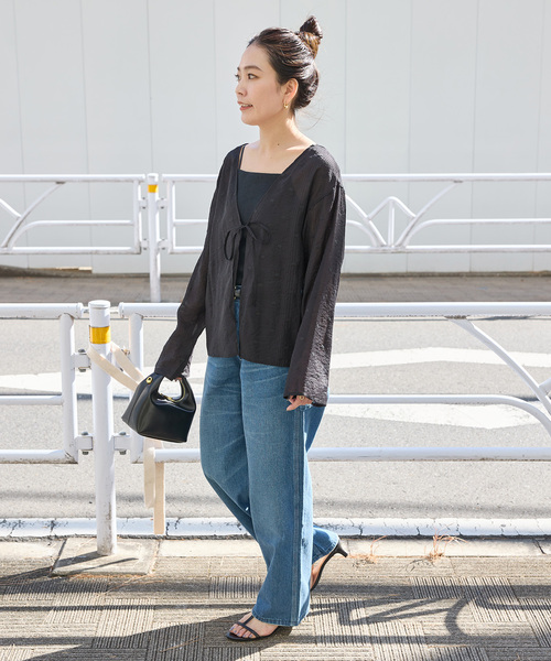 B.C STOCK(ベーセーストック)の「手洗い可 / ドット刺繍リボンブラウス(シャツ/ブラウス・レディース・ブラック/ホワイト・FREE)」の9枚目の写真