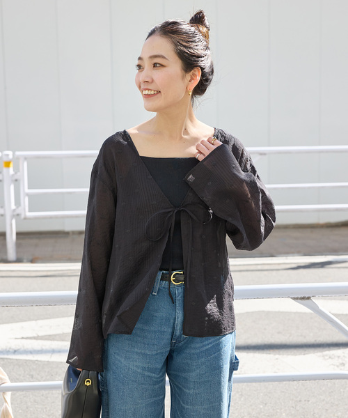 B.C STOCK(ベーセーストック)の「手洗い可 / ドット刺繍リボンブラウス(シャツ/ブラウス・レディース・ブラック/ホワイト・FREE)」の11枚目の写真