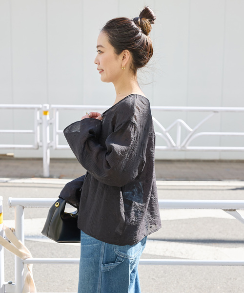 B.C STOCK(ベーセーストック)の「手洗い可 / ドット刺繍リボンブラウス(シャツ/ブラウス・レディース・ブラック/ホワイト・FREE)」の12枚目の写真