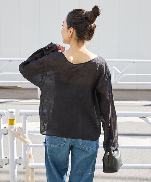 B.C STOCK(ベーセーストック)の「手洗い可 / ドット刺繍リボンブラウス(シャツ/ブラウス・レディース・ブラック/ホワイト・FREE)」の14枚目の写真