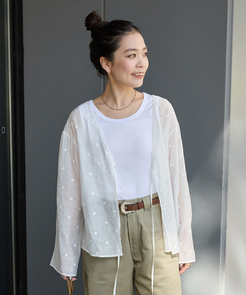 B.C STOCK(ベーセーストック)の「手洗い可 / ドット刺繍リボンブラウス(シャツ/ブラウス・レディース・ブラック/ホワイト・FREE)」の20枚目の写真