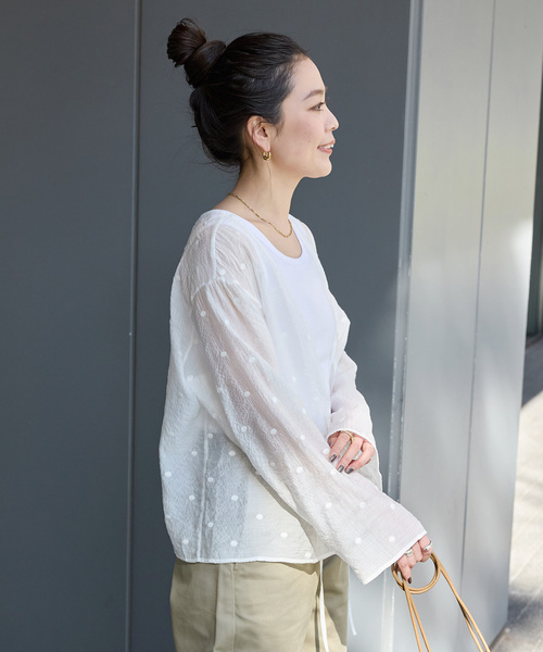 B.C STOCK(ベーセーストック)の「手洗い可 / ドット刺繍リボンブラウス(シャツ/ブラウス・レディース・ブラック/ホワイト・FREE)」の22枚目の写真