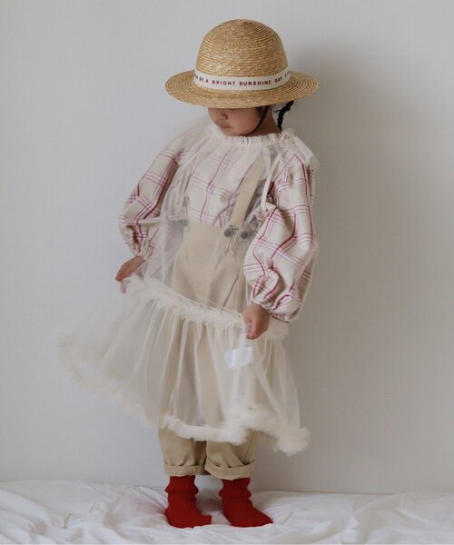 p.premier(ピードットプルミエ)の「ロゴリボンストローハット(ハット・キッズ・アイボリー/ブラック・56/54/52/50)」の8枚目の写真