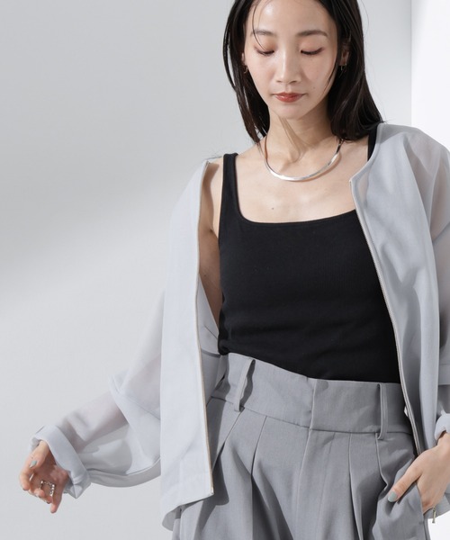 NANO universe(ナノユニバース)の「抗菌防臭リブカップ付きタンクトップ(タンクトップ・レディース・ホワイト/ブラック/ライトグレー・FREE)」の3枚目の写真