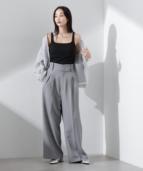 NANO universe(ナノユニバース)の「抗菌防臭リブカップ付きタンクトップ(タンクトップ・レディース・ホワイト/ブラック/ライトグレー・FREE)」の7枚目の写真