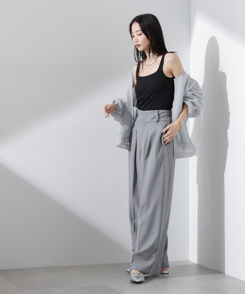 NANO universe(ナノユニバース)の「抗菌防臭リブカップ付きタンクトップ(タンクトップ・レディース・ホワイト/ブラック/ライトグレー・FREE)」の8枚目の写真