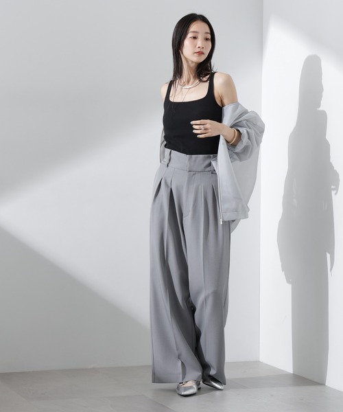 NANO universe(ナノユニバース)の「抗菌防臭リブカップ付きタンクトップ(タンクトップ・レディース・ホワイト/ブラック/ライトグレー・FREE)」の9枚目の写真