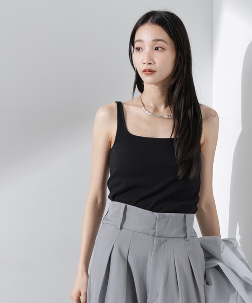 NANO universe(ナノユニバース)の「抗菌防臭リブカップ付きタンクトップ(タンクトップ・レディース・ホワイト/ブラック/ライトグレー・FREE)」の4枚目の写真