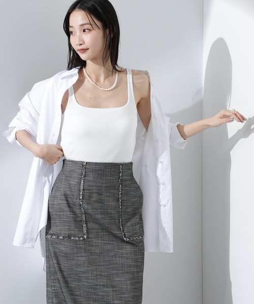 NANO universe(ナノユニバース)の「抗菌防臭リブカップ付きタンクトップ(タンクトップ・レディース・ホワイト/ブラック/ライトグレー・FREE)」の14枚目の写真