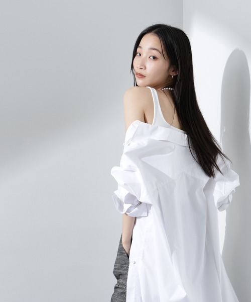 NANO universe(ナノユニバース)の「抗菌防臭リブカップ付きタンクトップ(タンクトップ・レディース・ホワイト/ブラック/ライトグレー・FREE)」の13枚目の写真