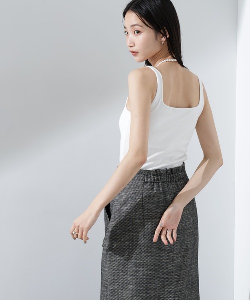 NANO universe(ナノユニバース)の「抗菌防臭リブカップ付きタンクトップ(タンクトップ・レディース・ホワイト/ブラック/ライトグレー・FREE)」の12枚目の写真