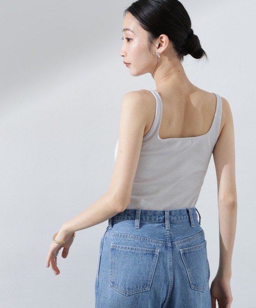 NANO universe(ナノユニバース)の「抗菌防臭リブカップ付きタンクトップ(タンクトップ・レディース・ホワイト/ブラック/ライトグレー・FREE)」の20枚目の写真