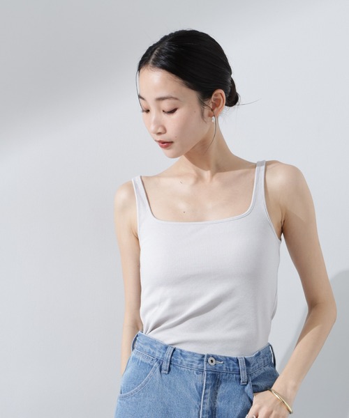 NANO universe(ナノユニバース)の「抗菌防臭リブカップ付きタンクトップ(タンクトップ・レディース・ホワイト/ブラック/ライトグレー・FREE)」の19枚目の写真