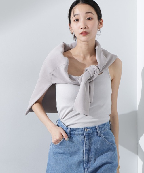 NANO universe(ナノユニバース)の「抗菌防臭リブカップ付きタンクトップ(タンクトップ・レディース・ホワイト/ブラック/ライトグレー・FREE)」の22枚目の写真