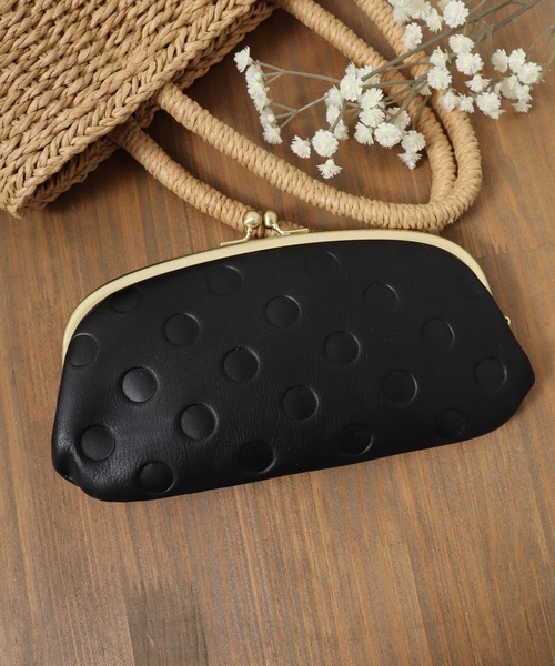 セール】zucchero ドット型押し親子がま口長財布（財布