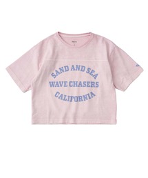 ROXY（ロキシー）の「MINI ACTIVE EDGE /ロキシーキッズショート丈オーバーサイズ半袖Tシャツ（Tシャツ/カットソー）」