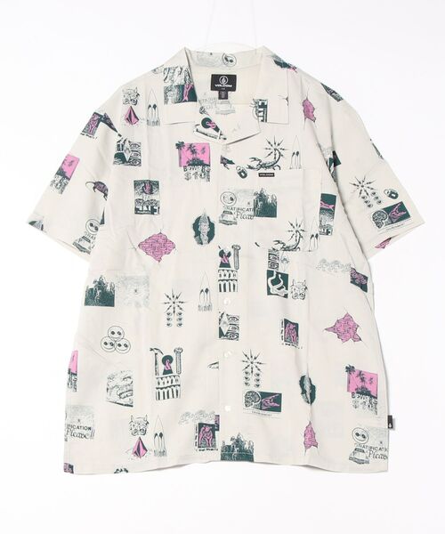 VOLCOM（ボルコム）の「VOLCOM/ボルコム 半袖シャツ アロハシャツ 総柄 A0422501（シャツ/ブラウス・メンズ・ホワイト・L/M/XL）」の3枚目の写真