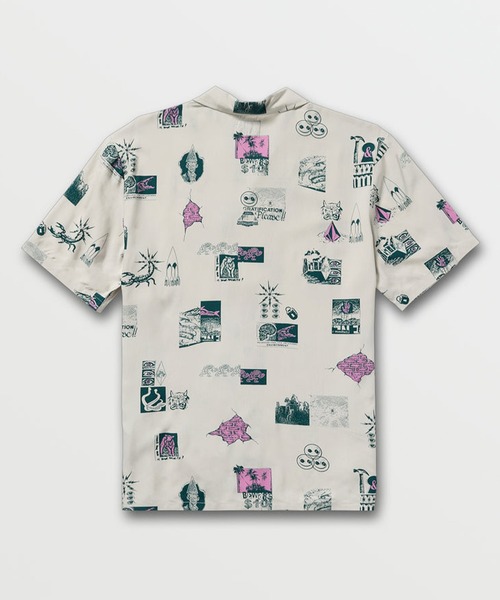 VOLCOM（ボルコム）の「VOLCOM/ボルコム 半袖シャツ アロハシャツ 総柄 A0422501（シャツ/ブラウス・メンズ・ホワイト・L/M/XL）」の2枚目の写真