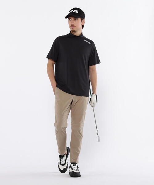 me ハイネック 半袖 セール】【PING APPAREL】メッシュパネルジャガード半袖