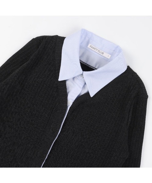 カーディガン 「FANCY CLUB」STRIPE SHIRT LAYERED CARDIGAN / 「ファンシークラブ」ストライプ長袖シャツレイヤー FANCY CLUB】STRIPE SHIRT LAYERED CARDIGAN / 【ファンシー