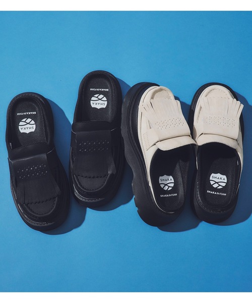 SHAKA(シャカ)の「SHAKA キルト ローファー ミュール チャンキー KILT LOAFER MULE CHUNKY 2WAY(ローファー・レディース・ブラック/キナリ・23/24/25/26)」の12枚目の写真