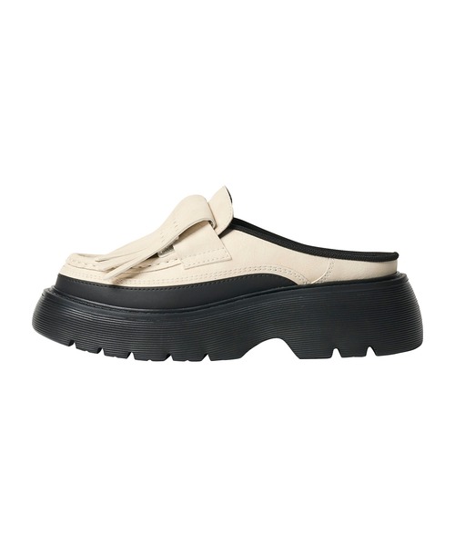 SHAKA(シャカ)の「SHAKA キルト ローファー ミュール チャンキー KILT LOAFER MULE CHUNKY 2WAY(ローファー・レディース・ブラック/キナリ・23/24/25/26)」の8枚目の写真