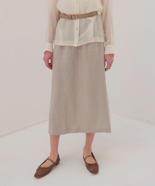 DRESSLAVE（ドレスレイブ）の「OX linen midi skirt(リネンミディ丈スカート)（スカート・レディース・ベージュ/グリーン・38）」の17枚目の写真