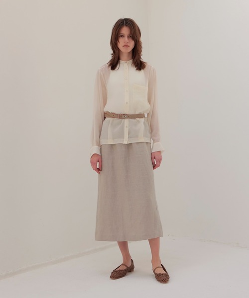 DRESSLAVE（ドレスレイブ）の「OX linen midi skirt(リネンミディ丈スカート)（スカート・レディース・ベージュ/グリーン・38）」の10枚目の写真