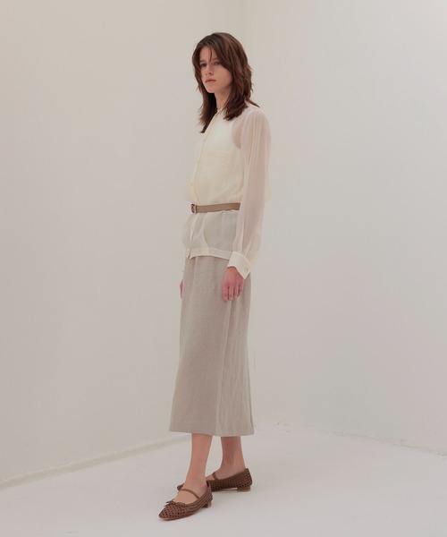 DRESSLAVE（ドレスレイブ）の「OX linen midi skirt(リネンミディ丈スカート)（スカート・レディース・ベージュ/グリーン・38）」の11枚目の写真