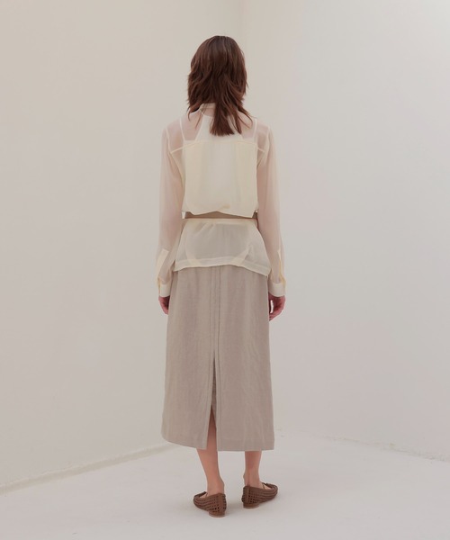 DRESSLAVE（ドレスレイブ）の「OX linen midi skirt(リネンミディ丈スカート)（スカート・レディース・ベージュ/グリーン・38）」の12枚目の写真