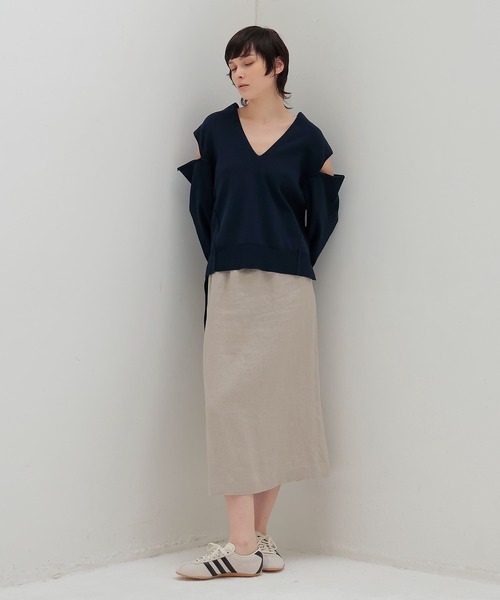 DRESSLAVE（ドレスレイブ）の「OX linen midi skirt(リネンミディ丈スカート)（スカート・レディース・ベージュ/グリーン・38）」の13枚目の写真