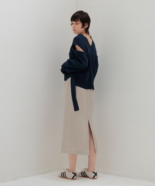 DRESSLAVE（ドレスレイブ）の「OX linen midi skirt(リネンミディ丈スカート)（スカート・レディース・ベージュ/グリーン・38）」の14枚目の写真
