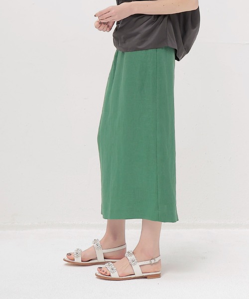 DRESSLAVE（ドレスレイブ）の「OX linen midi skirt(リネンミディ丈スカート)（スカート・レディース・ベージュ/グリーン・38）」の20枚目の写真