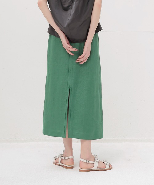 DRESSLAVE（ドレスレイブ）の「OX linen midi skirt(リネンミディ丈スカート)（スカート・レディース・ベージュ/グリーン・38）」の21枚目の写真