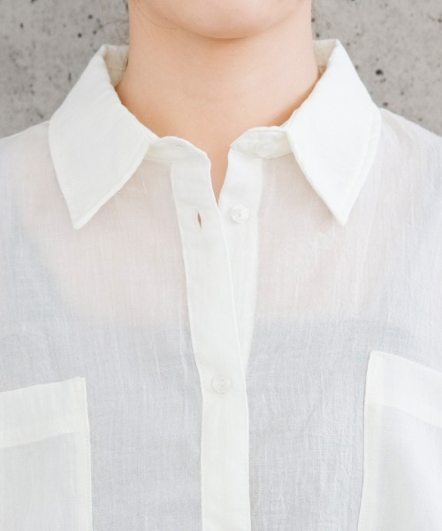 aquagarage（アクアガレージ）の「シアーBIGシャツ（シャツ/ブラウス・レディース・ベージュ/ブラック/アイボリー・M）」の9枚目の写真