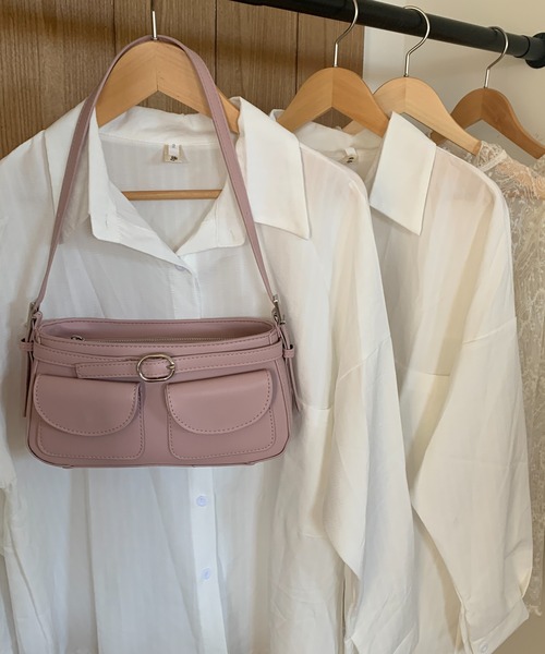 FINEnough(ファインナフ)の「ダブルポケット&ベルト底びょう付き2WAYショルダーバッグ(ショルダーバッグ・レディース・ピンク/モカ/ブラック/アイボリー・FREE)」の18枚目の写真