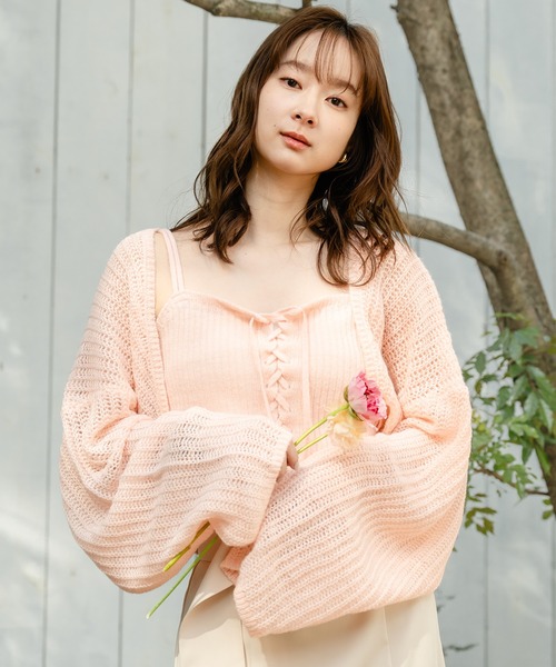 mideal(マイディール)の「sheer knit ensemble / シアーニットアンサンブル(アンサンブル・レディース・ブルー/イエロー/ピンク・FREE)」の4枚目の写真